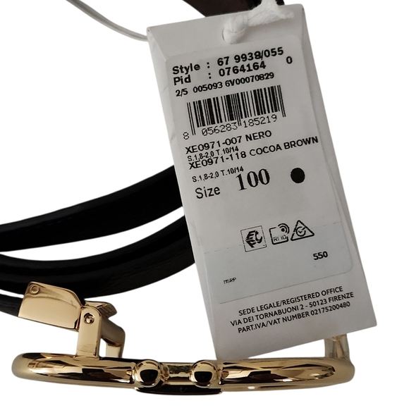 Ferragamo Double Gancini Reversible Leather Black Brown Belt w/ Gold Buckle NEW - Picture 10 of 11
